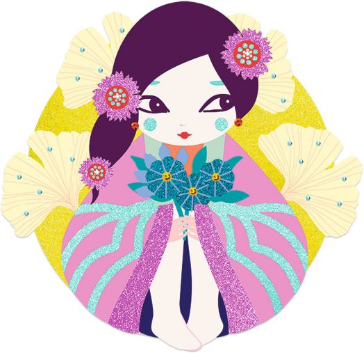 Творчески комплект за рисуване с брокат Djeco - Onnanoko