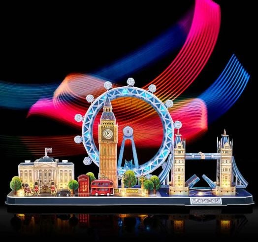 Светещ 3D пъзел Cubic Fun CityLine - Лондон, 90 части