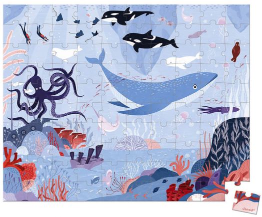 Детски пъзел в куфарче Janod - Северен ледовит океан, 100 части
