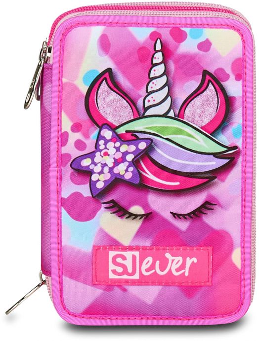 Ученически несесер Seven SJ Ever Unicorn с три отделения, пълен