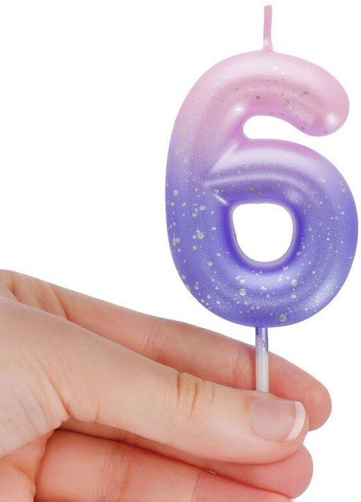 Свещ за рожден ден Legami - Цифра 6, розова