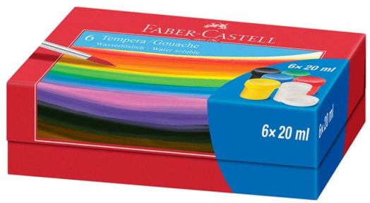 Темперни бои Faber-Castell, 6 цвята х 20 мл.