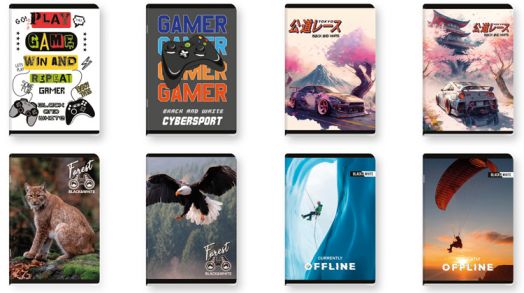 Тетрадка Black & White Boy A5, 80 листа - широки редове