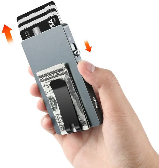 Алуминиев картодържател Valenta MagSafe Money Clip, сив