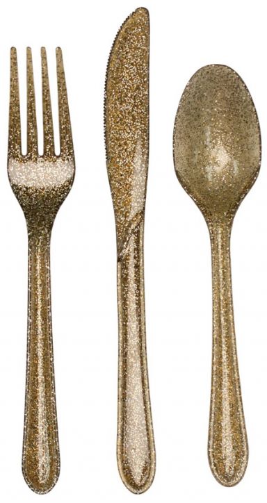 Пластмасови прибори Creative Party - Златен блясък, 24 бр.