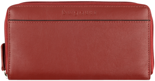 Дамски кожен портфейл с цип Bugatti Banda Ladies Long Wallet, червен