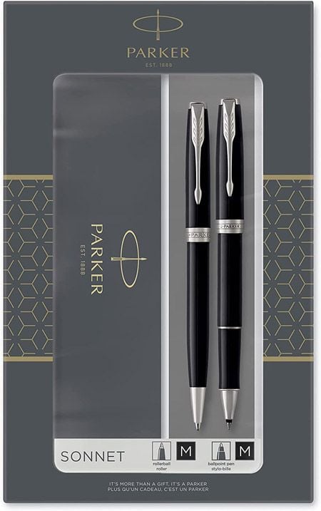 Комплект Parker - Химикалка и ролер Royal Sonnet Black Lacquer CT