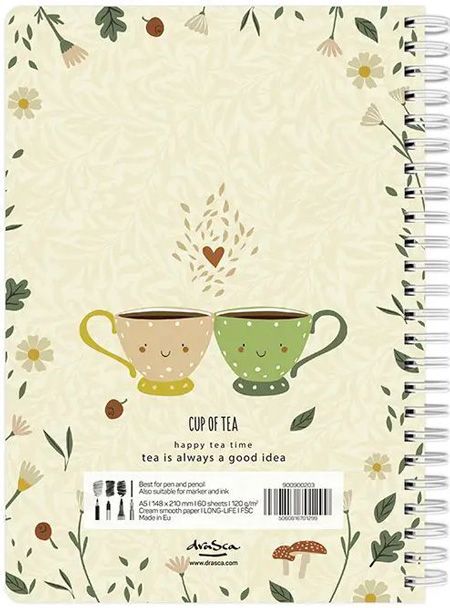 Скицник Drasca Happy Tea Time: Cup of Tea, A6 60 листа