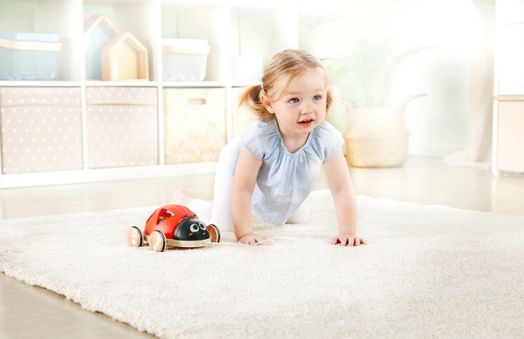 Дървена играчка за дърпане и сортиране Hape - Калинка