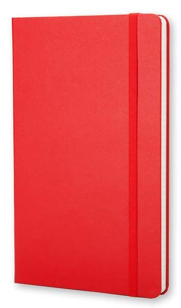 Червен тефтер Moleskine с твърди корици, страници на квадратчета