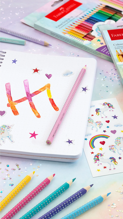 Цветни моливи Faber-Castell Grip Sparkle, 18+6 цвята