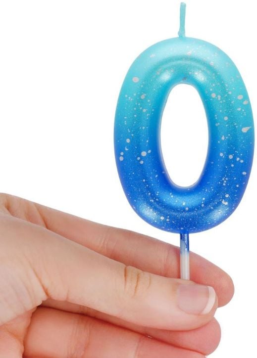 Свещ за рожден ден Legami - Цифра 0, синя
