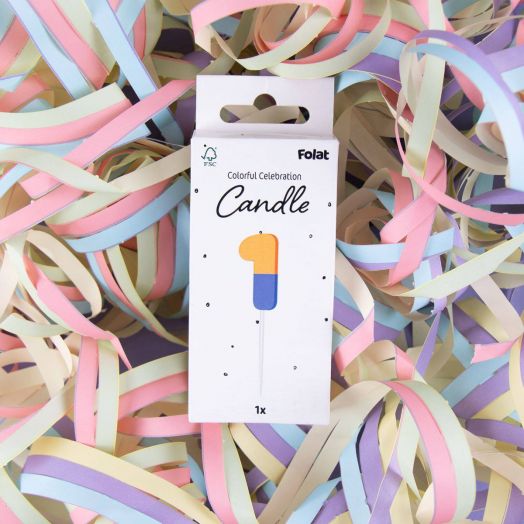Свещ за рожден ден Folat Stripetastic - Цифра 1