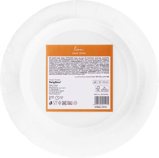 Чинийки PartyDeco - Лъв, 6 бр.