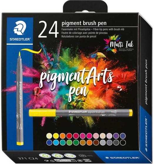 Комплект маркери Staedtler Pigment Brush Pen 371, 24 цвята