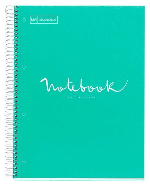 Тетрадка Miquelrius Emotions А4 със спирала, 80 листа на малки квадратчета, ментово зелена