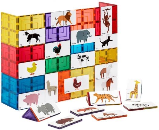 Магнитен конструктор Learn and Grow Toys - Дуо пъзел с животни, 40 части