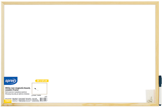 Бяла дъска с дървена рамка Spree, 30 x 40 см.