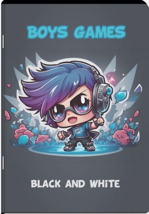 Тетрадка Black & White Boy A5, 24 листа - широки редове