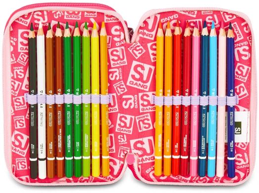 Ученически несесер Seven SJ Catled с три отделения, пълен