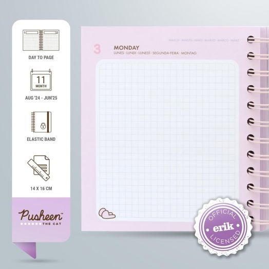 Месечен бележник-органайзер Grupo Erik Pusheen Moments за 11 месеца - август 2024 / юни 2025 година