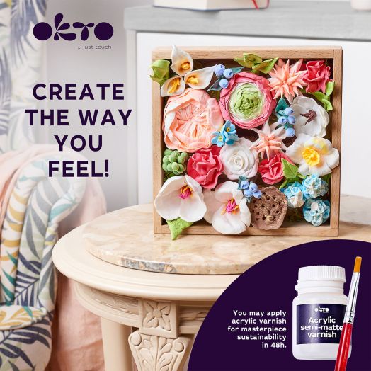 Творчески комплект Okto - Декорация с лек моделин - цветя 