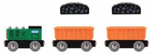 Игрален комплект Hape - Товарен влак с дизелов локомотив