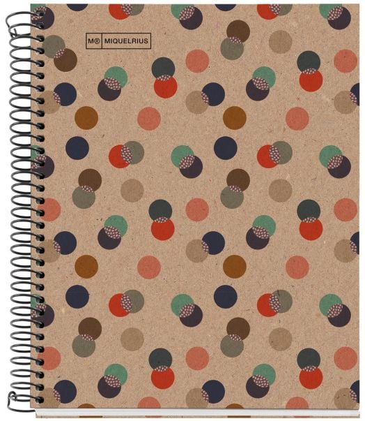 Тетрадка Miquelrius Recycled Eco Confetti А5 със спирала, 80 нелинирани листа