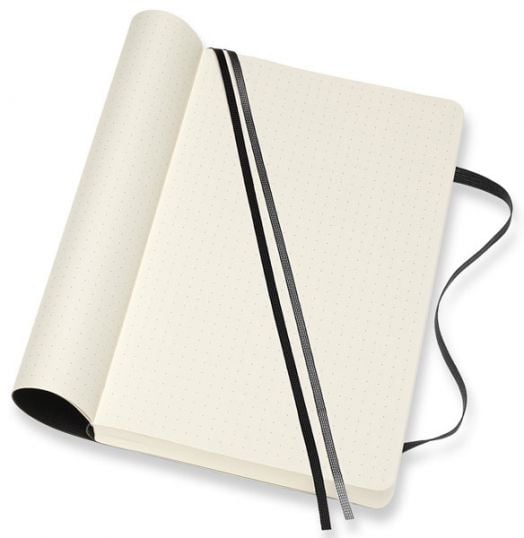 Черен тефтер Moleskine Classic Notebook Dotted Expanded Version Black с твърди корици и листа на точки