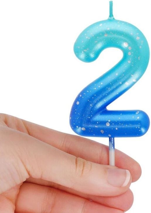 Свещ за рожден ден Legami - Цифра 2, синя