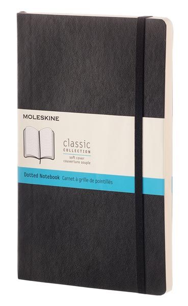 Класически черен тефтер Moleskine Classic Black Dotted с меки корици