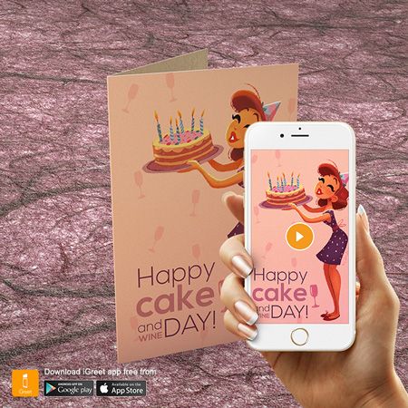 iGreet Картичка - Happy Cake & Wine Day