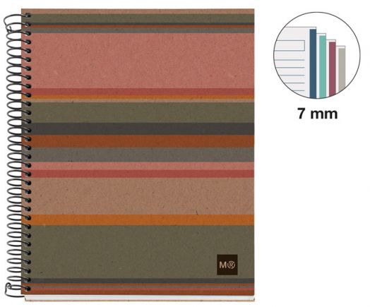 Тетрадка Miquelrius Recycled Ecolines А5 със спирала, 120 листа на широки редове