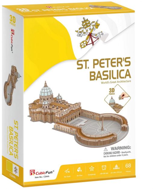 3D пъзел Cubic Fun - Базиликата Свети Петър във Ватикана, 68 части