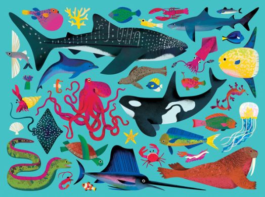 Пъзел Crocodile Creek Sea Animals - Морски животни, 500 части