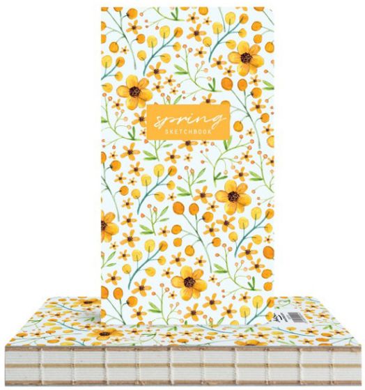 Скицник Drasca Spring, 96 листа, поле от жълти цветя