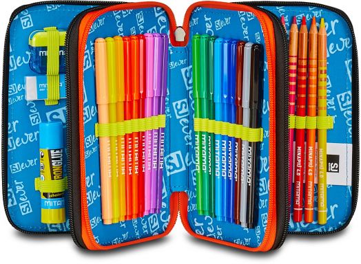 Ученически несесер Seven SJ Ever Rules с три отделения, пълен