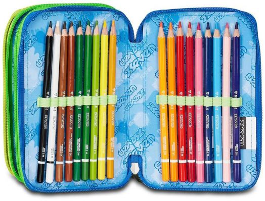 Ученически несесер Seven Spring Paint с три отделения, пълен