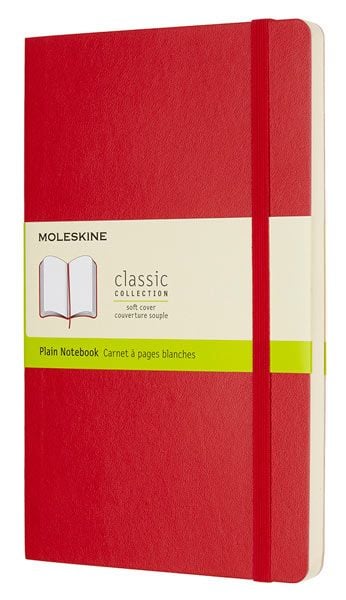 Класически червен тефтер Moleskine с меки корици и нелинирани страници