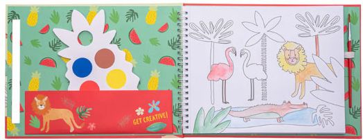 Комплект за рисуване със сухи бои Floss & Rock, My paint pad, Jungle - Диви животни