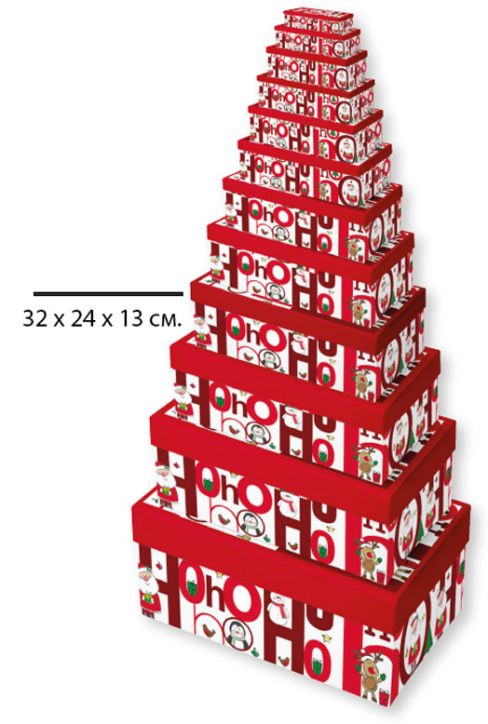 Коледна кутия Eurowrap - Ho Ho Ho, размер 32 х 24 х 13 см.