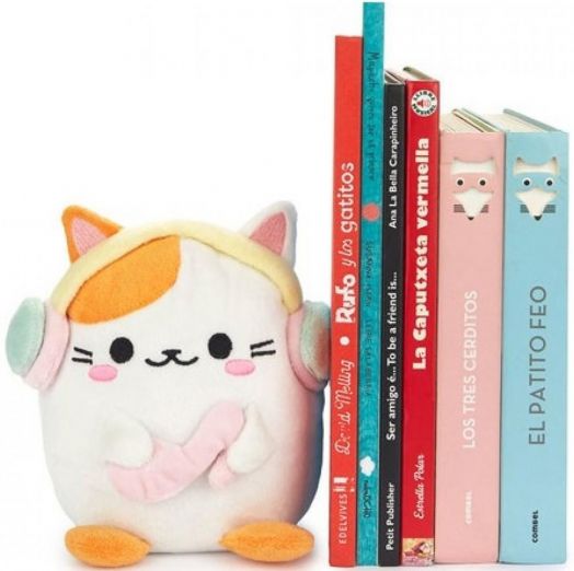 Ограничител за книги Balvi - Плюшено коте Kawaii, бяло