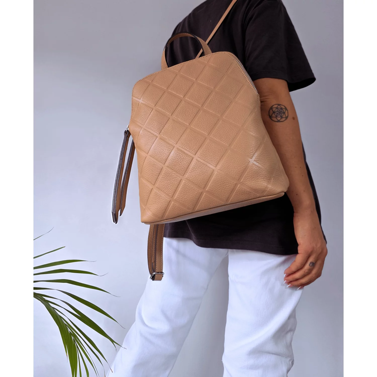 Rucsac dama Piele Naturala Bej Arina