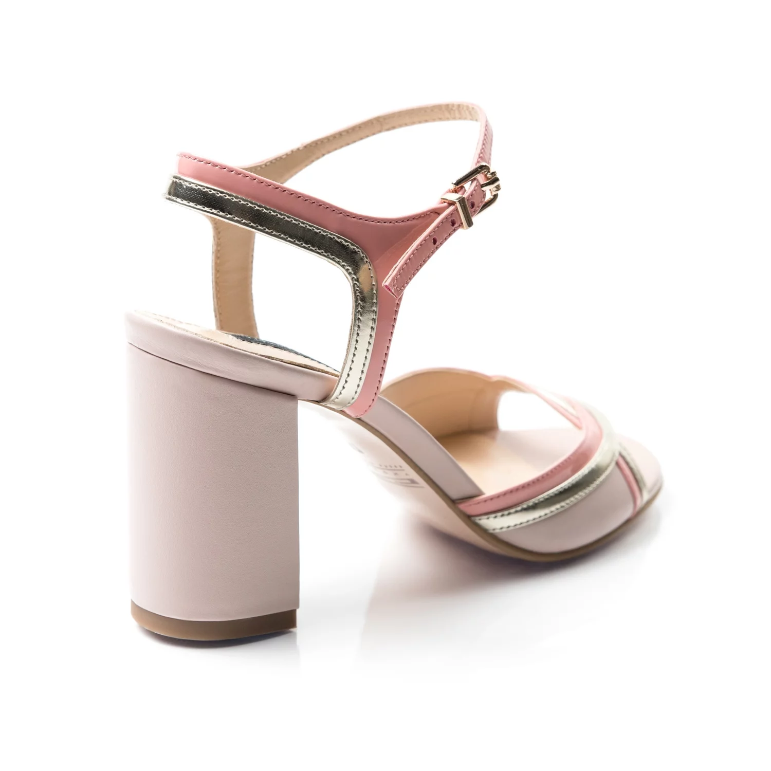 Sandale piele roz pal cu somon si auriu Frida