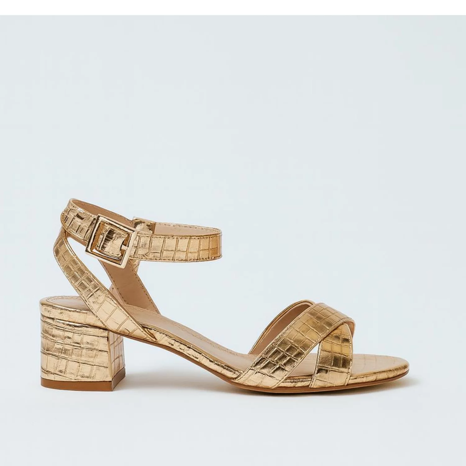 Sandale aurii din piele naturala Sacha