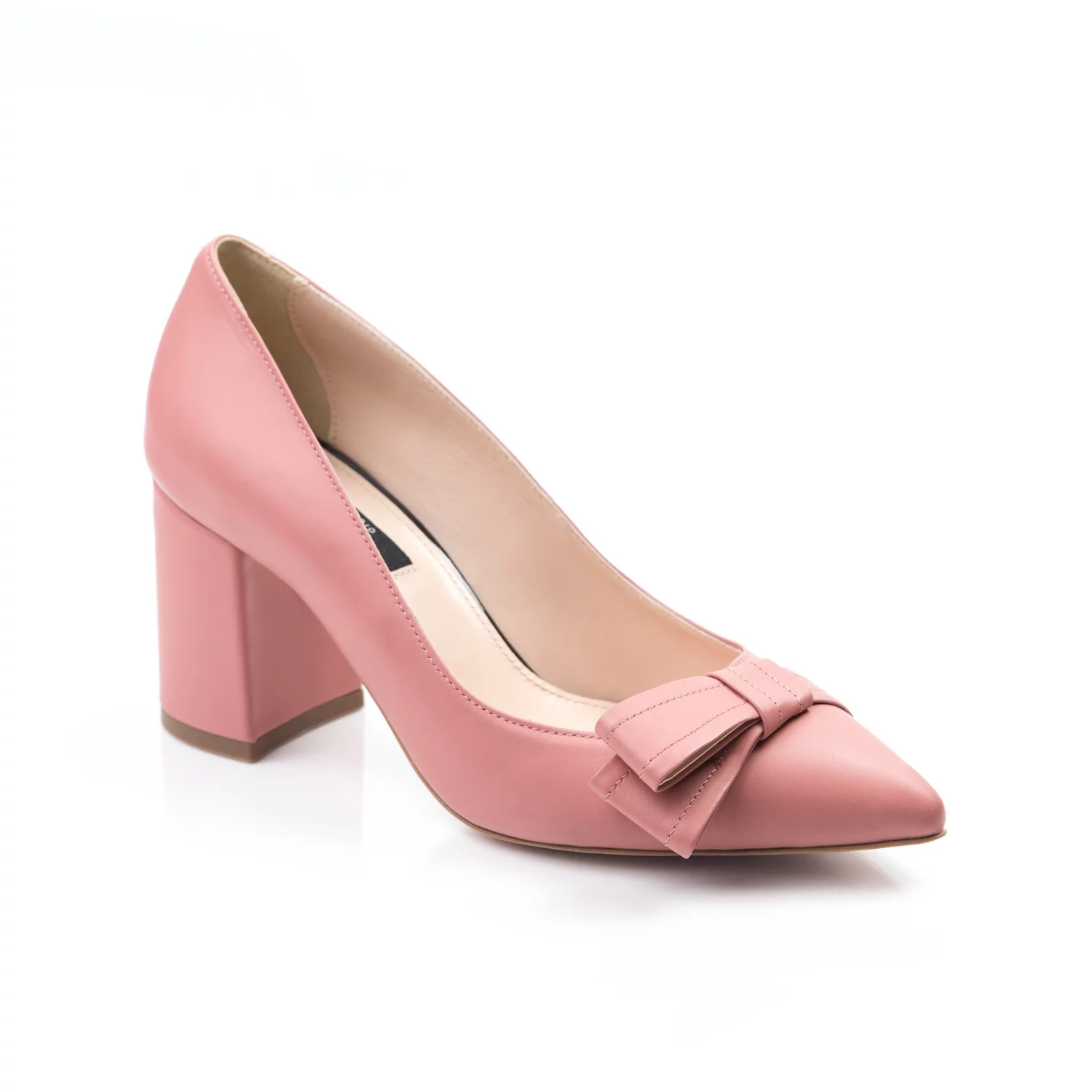 Pantofi de dama piele roze somon Good cu funda GF1