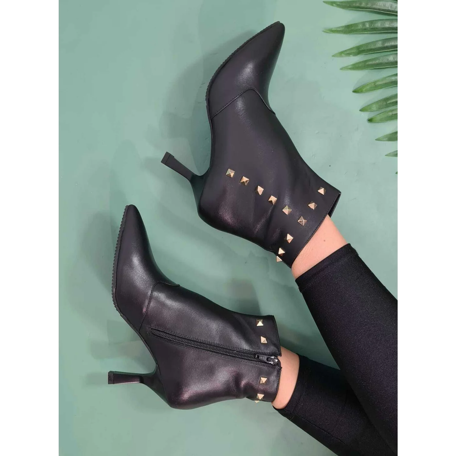 Botine Piele Naturala box negru Ivy