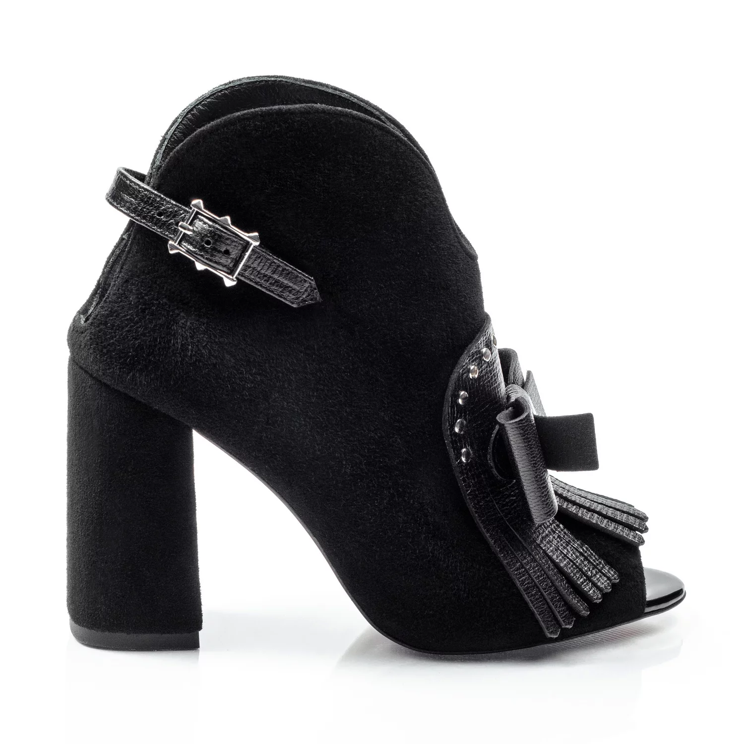 Botine dama decupate piele intoarsa cu funda Ruby