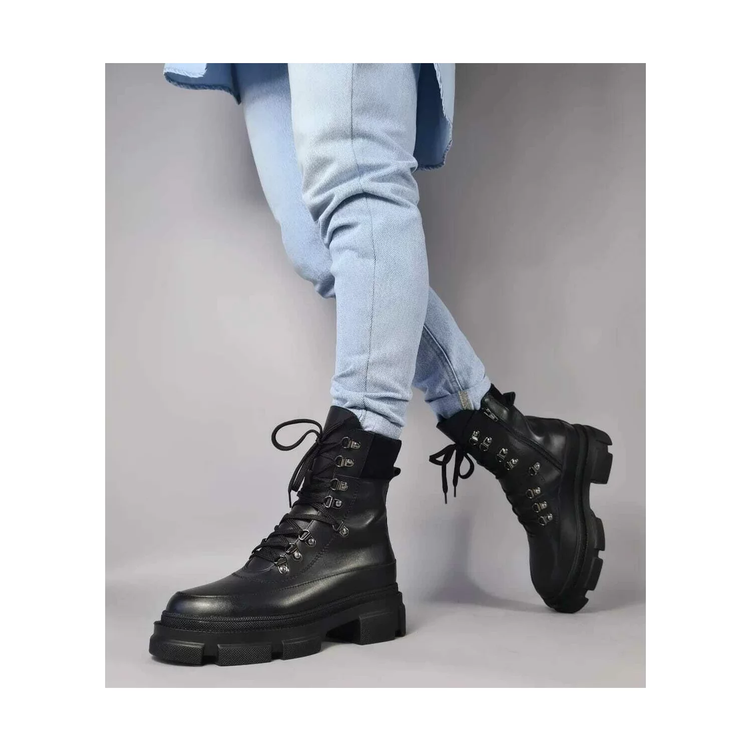 Ghete Piele Naturala Negre Aiko