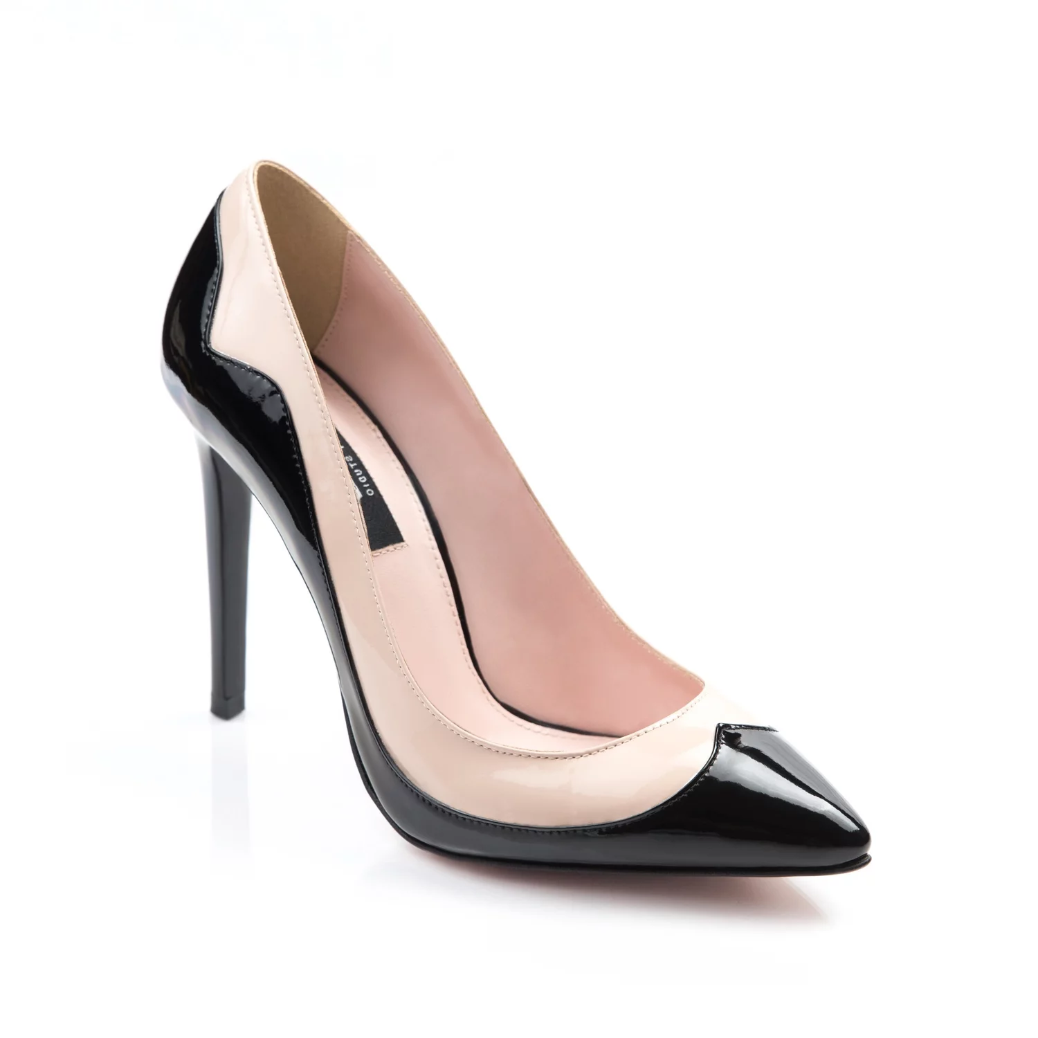 Pantofi stiletto Piele Naturala Negri cu Nude Melisa